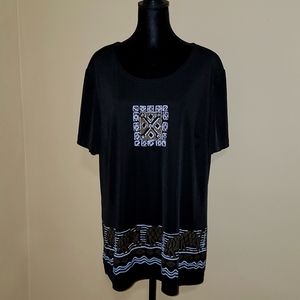 ADDITION-ELLE Women's Black Short Sleeve Pullover Shirt Plus Size- 20W